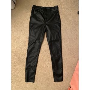 Express super high rise Black Coated Skinny Jeans